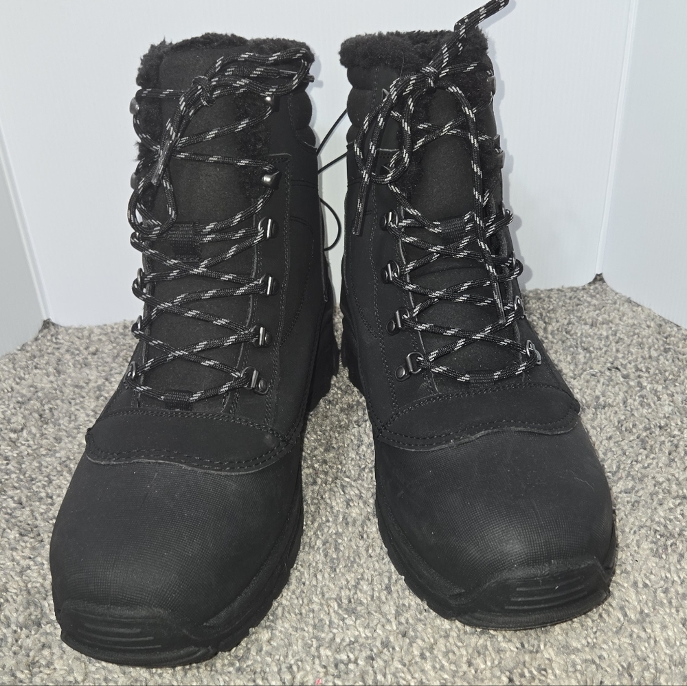 Black Thermolite Insulated Waterproof Winter Snow Boots Lace Up, Size 10, New - Picture 3 of 13